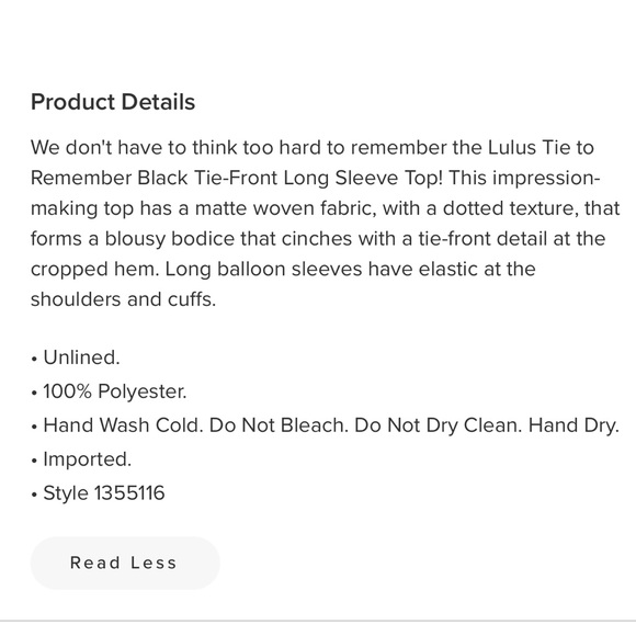 Lulu’s Tie To Remember Black Tie-Front Long Sleeve Top - Picture 7 of 7